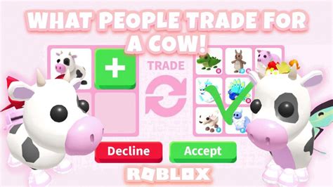 What is a cow worth in adopt me - I don't know if it is worth a frost dragon but I know for sure that it is worth a neon unicorn and neon dragon. I am trading a fly ride cow fully grown for a neon unicorn. Anyone if they think it is a fair offer then plz friend request me. username- thepinkunicorn341. 0. Byyhellve · 8/21/2021. So i trade My normal pheonix for FR cow …